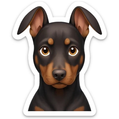 black and tan doberman portrait with floppy ears sticker