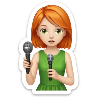 girl in blink green dress, orange hair, holding a mic



















 sticker