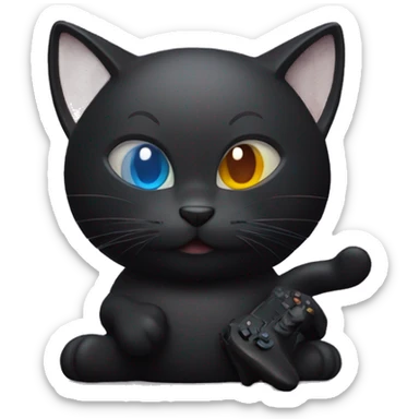 Black cat playing the PS5 sticker