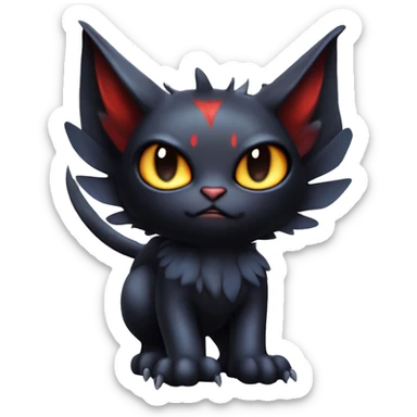 Cute edgy cool realistic vampiric dark eldritch fantasy Litten-Fakémon-Digimon with bat-wings as ears full body sticker