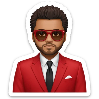 the weeknd in red suit and sunglasses sticker