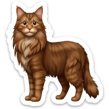 A high-resolution photo-realistic digital illustration of a brown maine coon cat, full body noble maine coon sticker