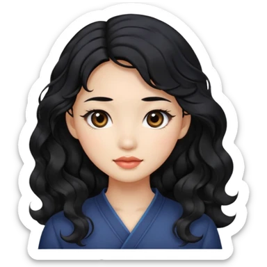 Beautiful girl,Black hair,wavy hair，long hair,Black eyes,Chinese sticker