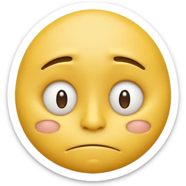 iOS-style 3D classic round yellow emoji face, half-closed droopy eyes, small uneven mouth, and slight head tilt, expressing sleepy and just-woke-up grogginess sticker