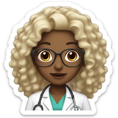 Pretty black female doctor with long curly hair and eyelashes sticker