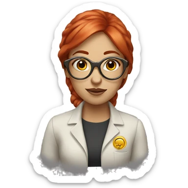 A girl therapist with red hair and round gold glasses sticker