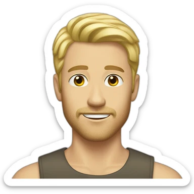 white man slight scruff short blond hair slim sticker