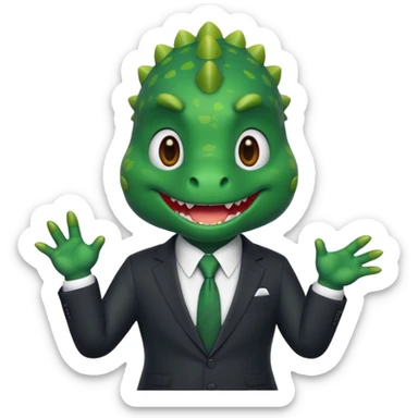 cute dinosaur (like the dinosaur memoji) in business suit sticker