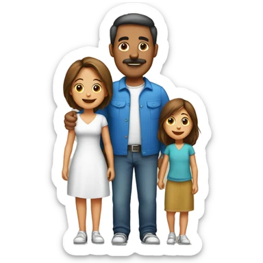 Familia de 5 personas papá mamá 2 hijos 1 hija sticker