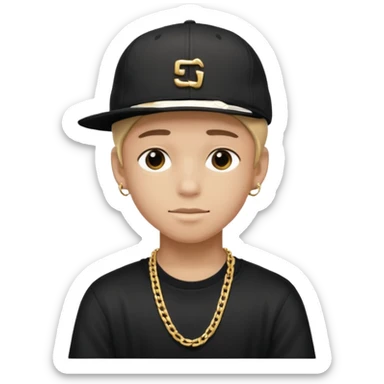 handsome boy with backside cap hip hop only neck  sticker