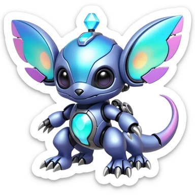Mechanical Nebulae Beautiful Gorgeous Pretty Pastel Hot Exotic Lush Warm Cute Adorable Colorful Shiny Iridescent Futuristic Modern Cybernetic Stitch-Protogen-Vernid-Fakémon-Pokémon-creature-fusion (full body) sticker