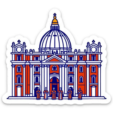 A solemn papal funeral scene with St. Peter's Basilica, Swiss Guards, and mourning cardinals sticker