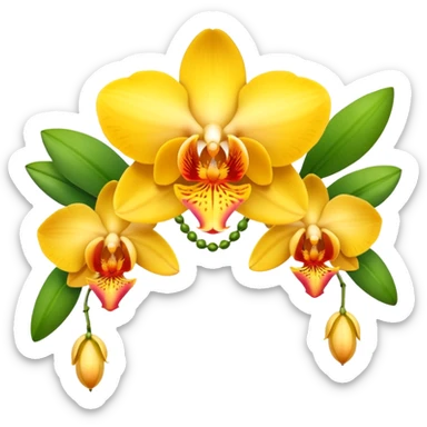 Yellow orchid flower of indian wedding garland sticker