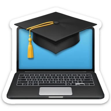 open laptop with graduation cap above it sticker