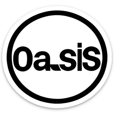 the original Oasis band logo, bold sans-serif lowercase letters, black and white sticker