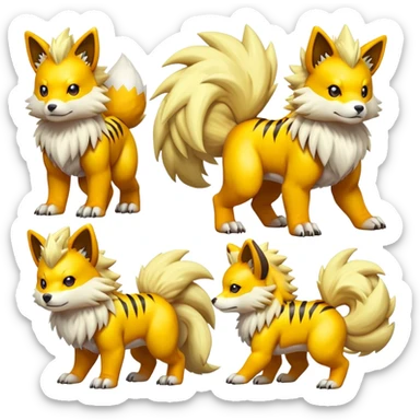 Cute Shiny Agumon-Arcanine-Renamon-Fakémon-hybrid-creature (full body)  sticker