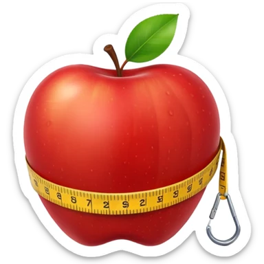 apple with a measuring tape sticker