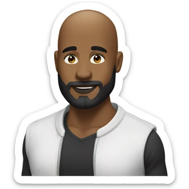 White brunette kissing muscular black bald man with beard sticker