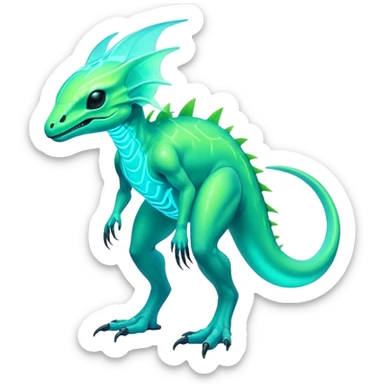 Tropical futuristic lush cool edgy neon Fionbri-Vernid-Elgyem-creature (full body) sticker