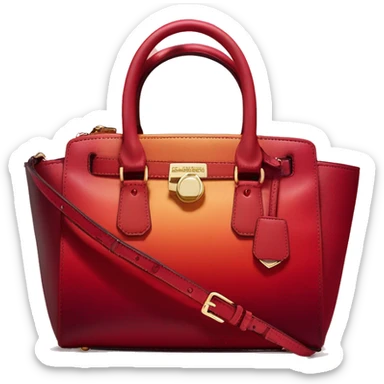 Realistic isolated dark red to candy apple red ombre Michael Kors satchel purse.  sticker