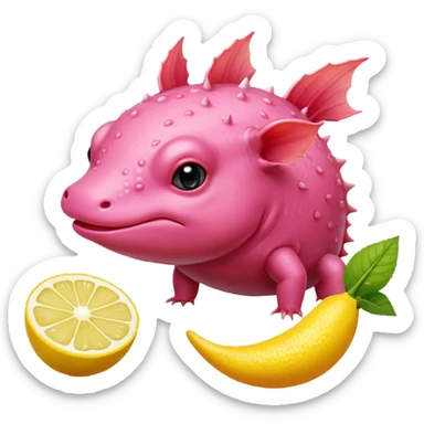 J’aimerais un Axolotl rose qui mange un citron sticker