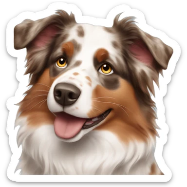 Red Merle Australian shepherd with a girl  sticker