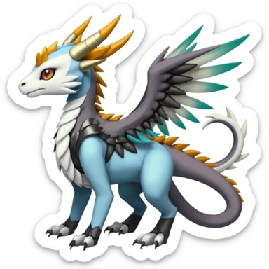 Meloetta-Wargreymon-Dutch-Angel-Dragon-Silvally-Kyurem-Trico-Pokémon-Digimon-Fakémon-fusion-hybrid-creature sticker