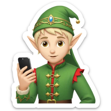 elf with russia custome dress and smartphone sticker