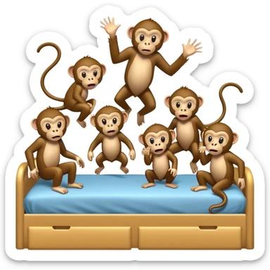 Cinco monitos salta en la cama uno se cayó se golpeó la cabeza mamá llamo al doctor ye le doctor dijo no más monos saita em la cama sticker