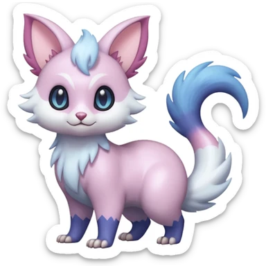 Shiny Iridescent Pale Pastel Whitish Bright Furret-Absol-Skitty-Noibat-Hybrid (Full body) sticker