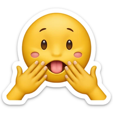 A licking emoji with hands. Imagine there’s a wall at the side and the emoji is licking it while holding it with it’s hands sticker