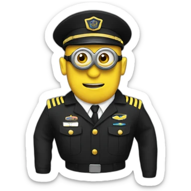 Minion in black pilots uniform sticker