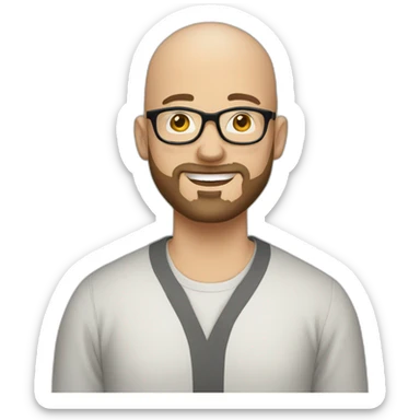 30 year old white bald man with a beard and round black glasses sticker