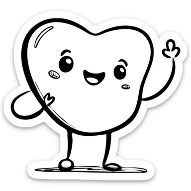 A playful mascot of heart-shaped butt cheeks shown upside down, with cute face, arms and legs. Hand-drawn outline style. sticker