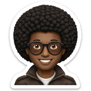 a black guy with shades and an afro sticker