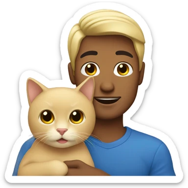 blonde latino man holding black cat sticker