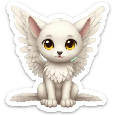 Anthro shy cute kawaii chibi winged animal hybrid full body sticker