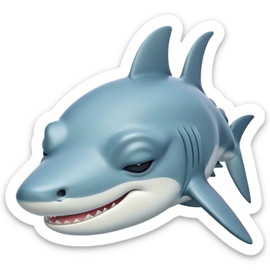 Meme-Worthy Cute Sleeping Hammerhead Shark Portrait Emoji, Head and body resting peacefully with a contented expression, showcasing its uniquely shaped hammerhead with closed, serene eyes and a relaxed, streamlined form, Simplified yet adorably endearing features, highly detailed, glowing with a soft, drowsy ocean light, high shine, relaxed and utterly lovable, stylized with an air of playful laziness, soft glowing outline, capturing the essence of a sleeping hammerhead that feels destined to become the next viral icon of adorable slumber! sticker