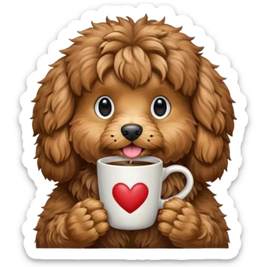 Cockapoo drinking coffee sticker