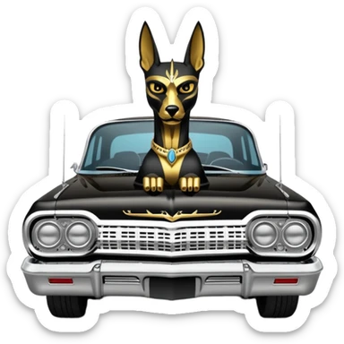 Hot rod custom 1964 impala low rider four door Anubis painted hood  sticker