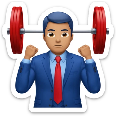 business man in a blue suit and red tie carry heavy weight on his shoulders sticker