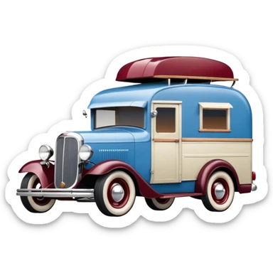 A 1934 rustic old antique rat Chevrolet hot rod caravan with  a large matching trailer that’s blue and cherry pearl  sticker