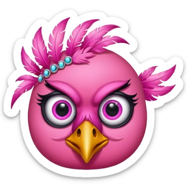 pink bird with piercings and tattooes two eyes sticker