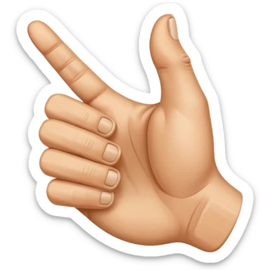 Create an emoji of a right hand. The thumb and middle finger of the right hand are pressed together, with the index finger positioned between them. The remaining fingers are curled into a fist. Add motion lines around the emoji to indicate a downward hand movement. sticker