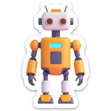 A robot in 3D emoji style, resembling Microsoft's fluent emojis, with a three-dimensional appearance and soft shadows. sticker