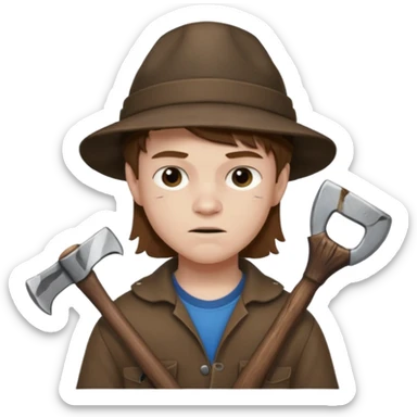 13 y/o Brian robeson at the beginning of Hatchet
determined, has hatchet sticker