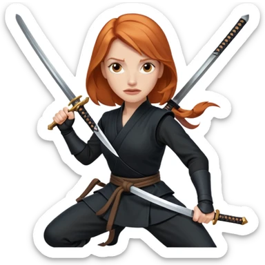 Jessica Chastain, in a ninja position with swords sticker