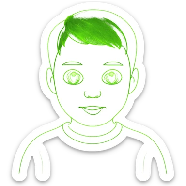 Make the neon green eyes even brighter and more glowing, keep the rest of the emoji unchanged, with no background. The style is a neon green glowing emoji with no background. sticker