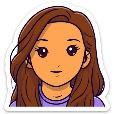 fair medium tan skin girl with hazel eyes and brown long hair sticker