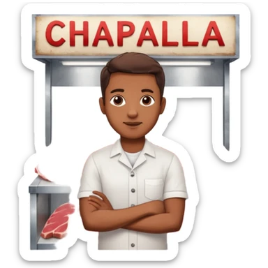 Un stand de carnicería chapala y Billy adelante de el puesto sticker